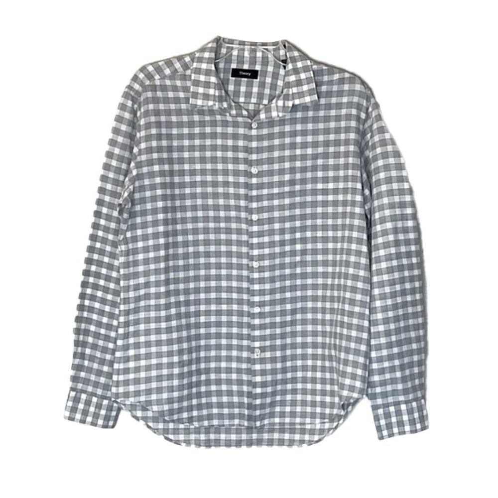 🆕 THEORY Button Up Plad Shirt Size M